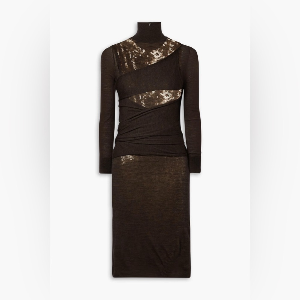 VICTORIA BECKHAM
Layered sequined tulle and wool turtleneck dress NWT